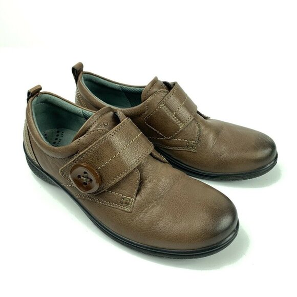 Ecco Shoes - ECCO Clay Brown Leather Shoes Monk Strap Loafers Women's 37 EU 6 US Button